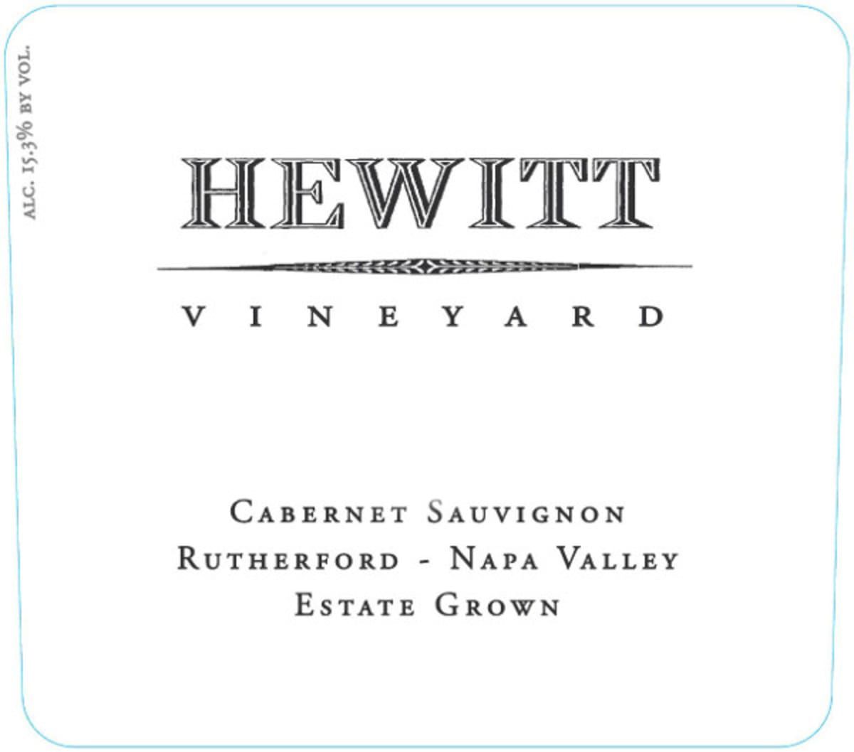 Hewitt Vineyard Cabernet Sauvignon, Rutherford, CA 2018