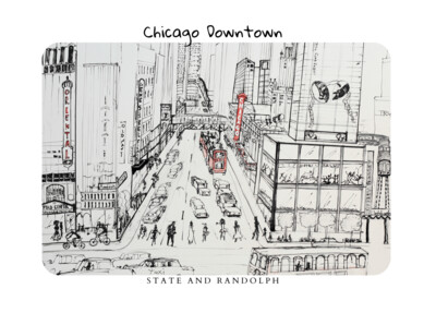 Chicago Downtown -state and Randolph -greeting card