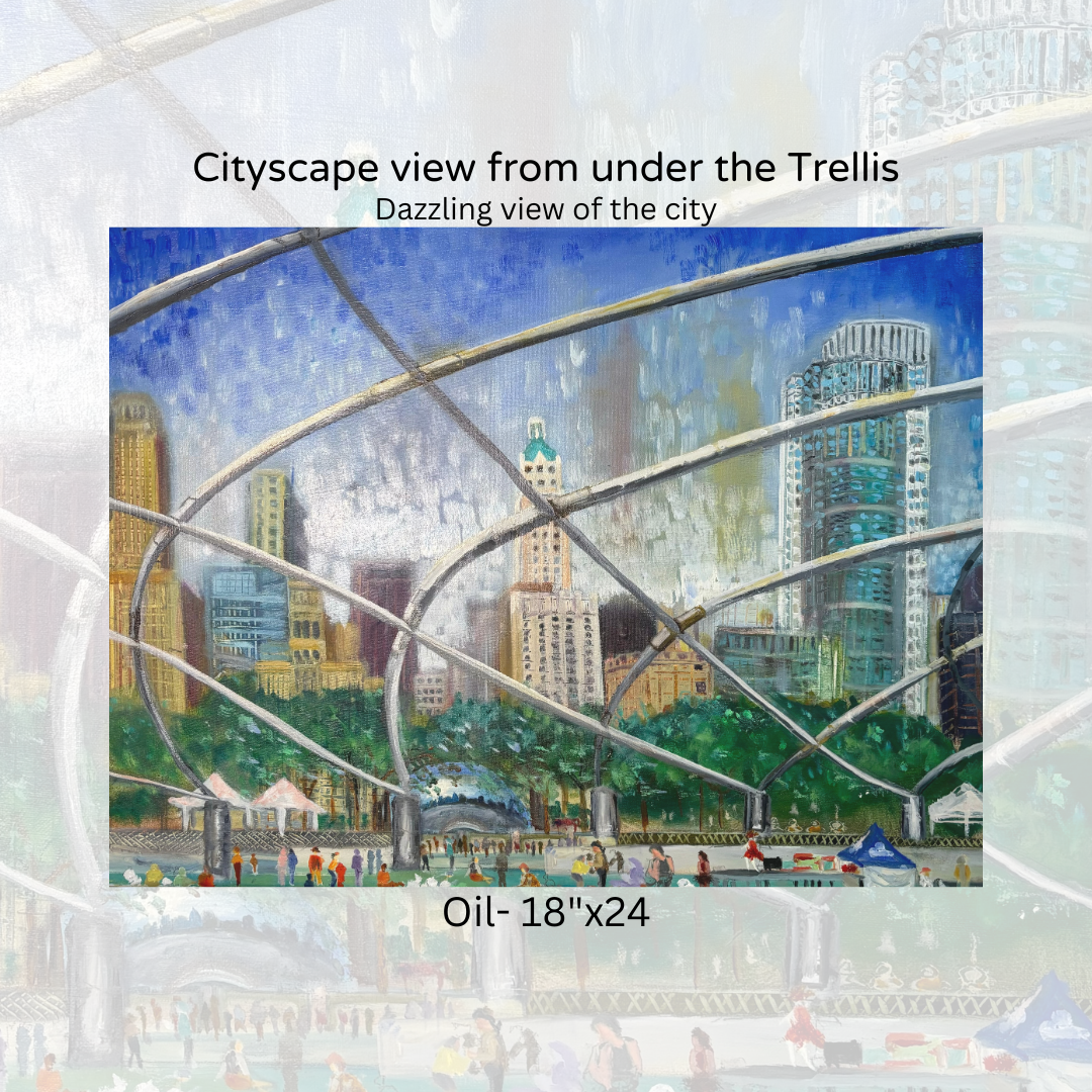 Cityscape view from under the Trellis-  Oil -18"x24"