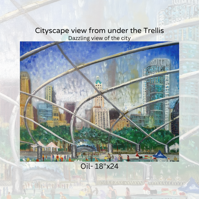 Cityscape view from under the Trellis-  Oil -18"x24"