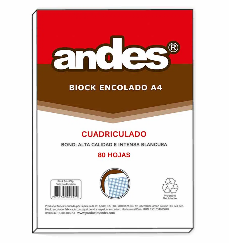 Block encolado 80H Cuadriculado