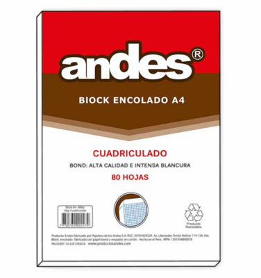 Block encolado 80H Cuadriculado