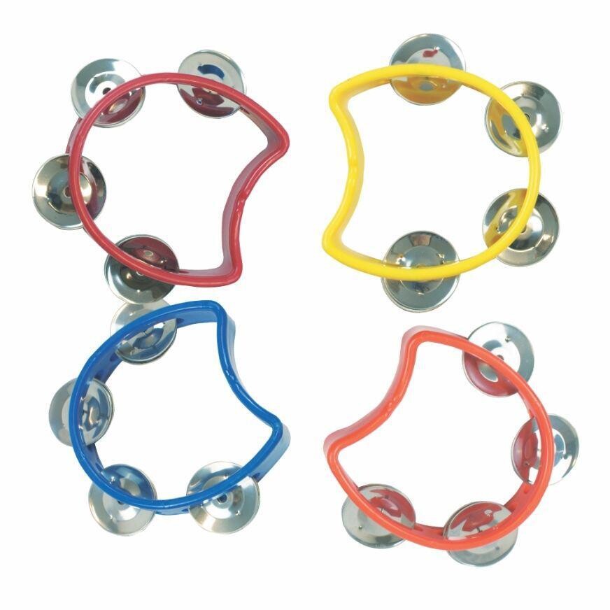 Pandereta escolar de plastico 4 chapas