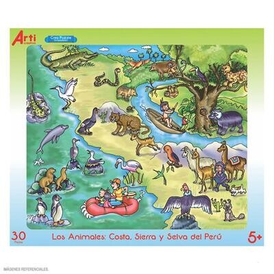 Rompecabezas de cartón X 30 Pzas Los animales: Costa, Sierra y Selva del Perú