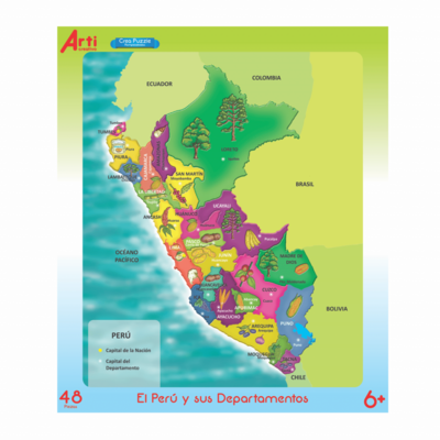 Rompecabezas de cartón X 48 Pzas  El Perú y sus departamentos