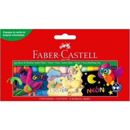 Plastilina Jumbo Glitter + Pastel + Neón Est X 18