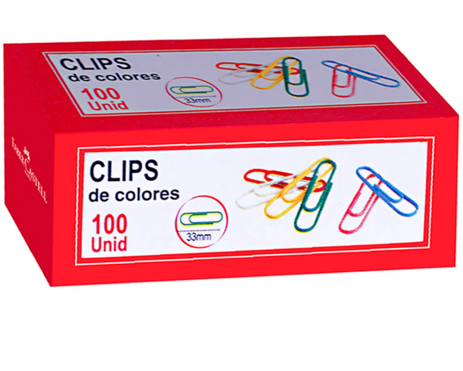 Clips de colores caja x 100