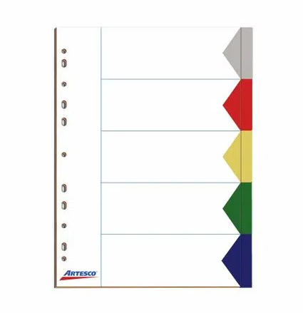 Separadores A4 - ARTESCO, TAMAÑO: 5 DIVISIONES