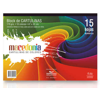 Block de Cartulinas A3 Macedonia x15 hojas 170gr