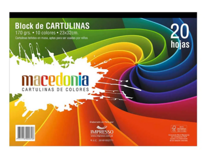 Block de Cartulinas Macedonia 170 gr  x36 hojas 23x32cm