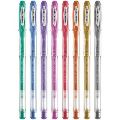 Bolígrafo metálico Tinta gel Noble Metal Um-120 NM 0.8 mm Estuche x 8
