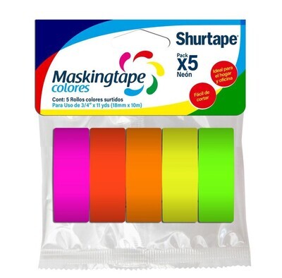 Masking Tape Pack x 5 Colores Neón