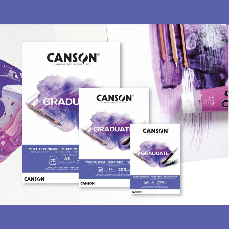 Block Canson Graduate Mix Media 200gr X 20 Hojas
