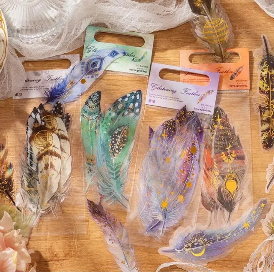 Sticker Glistening Feathers