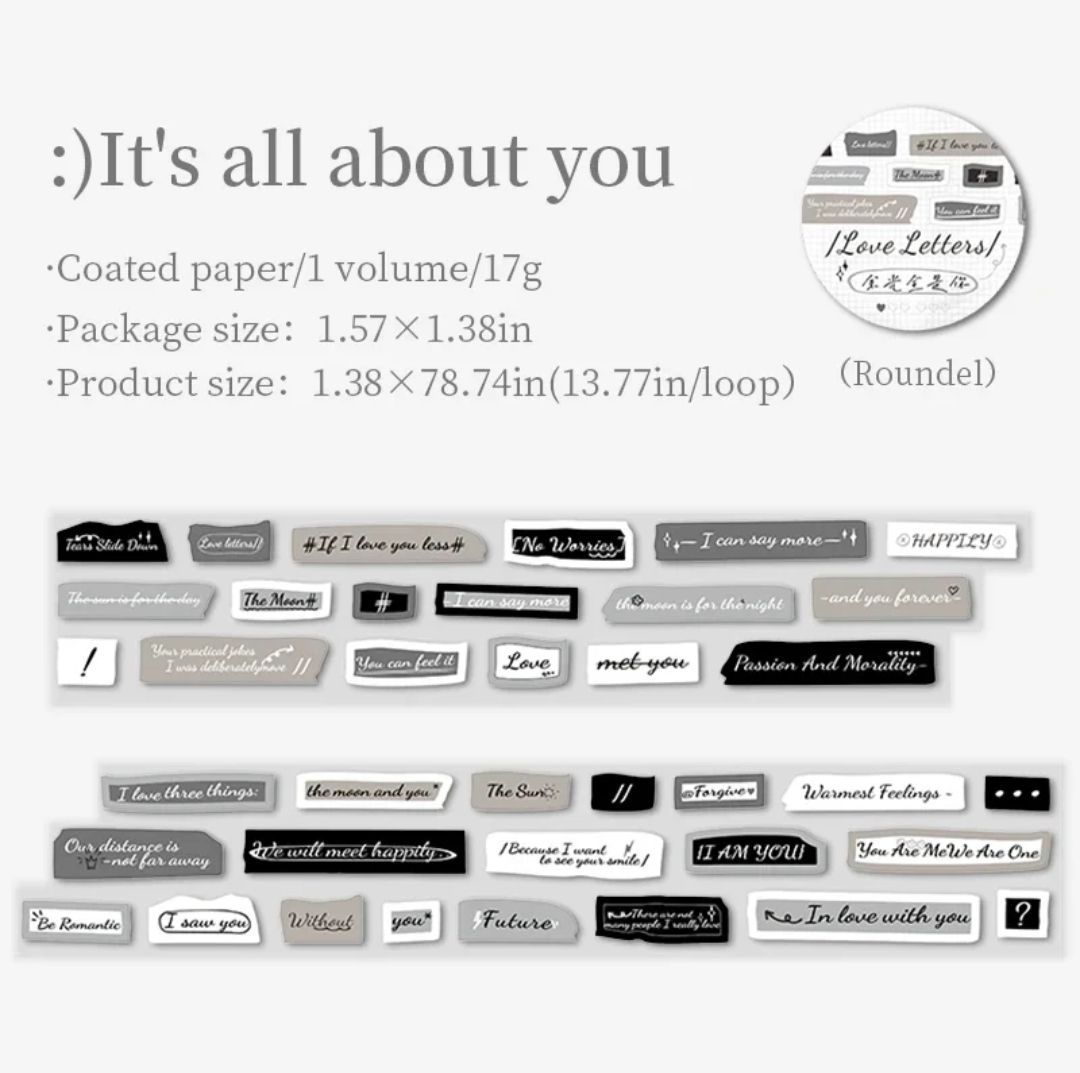 Washi-sticker Love Letter, Diseño: Negro