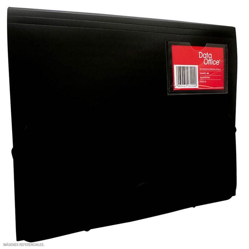 Archivador acordeón Negro A-4 13 Divisiones con fuelle Data Office