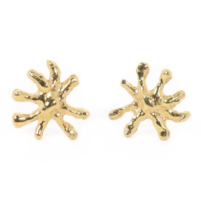 18ct Gold Coral Stud Earrings (10mm wide)