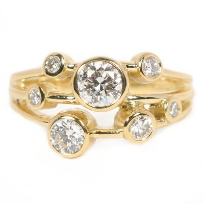18ct Gold 1.00ct Diamond Seven-Stone Polished Twister Ring