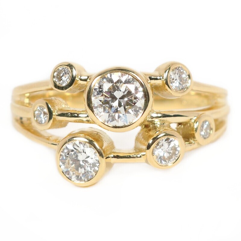 18ct Gold 1.00ct Diamond Seven-Stone Polished Twister Ring
