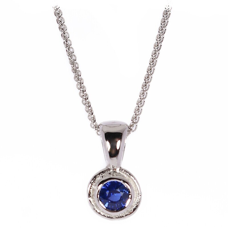 18ct White Gold Blue Sapphire Cyclone Pendant