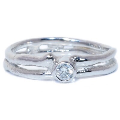 18ct White Gold Cyclone 2 Single Stone Diamond Ring