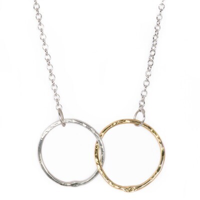 Silver &amp; 14ct Gold 20mm Cyclone 2 Necklace