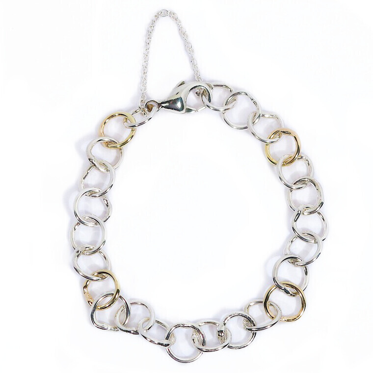 Silver &amp; 14ct Gold Original Jane Watling Fine Fused Bracelet