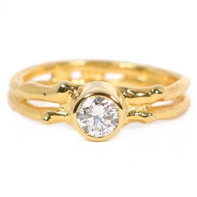 18ct Gold Diamond Cyclone 2 Single Stone Ring