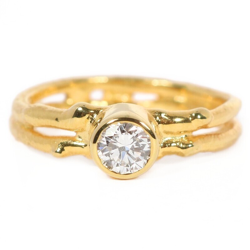 18ct Gold Diamond Cyclone 2 Single Stone Ring