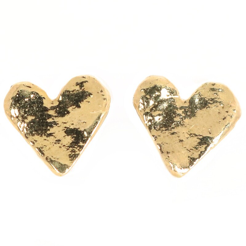 18ct Gold Heart Stud Earrings (10mm wide)