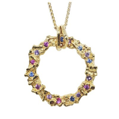 18ct Gold Mixed Sapphire Filigree Pendant