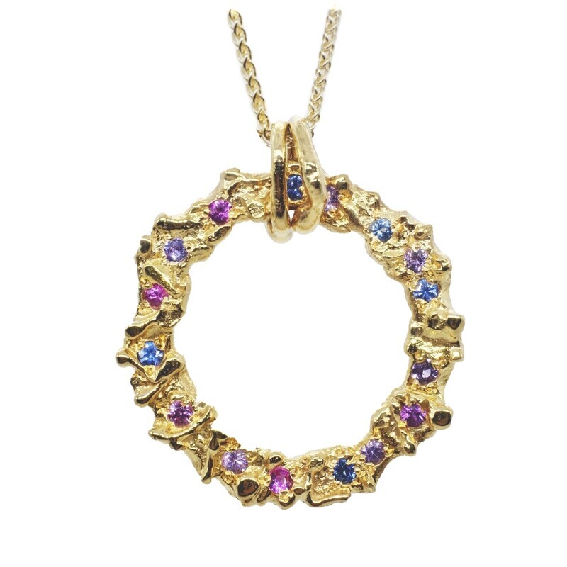 18ct Gold Mixed Sapphire Filigree Pendant