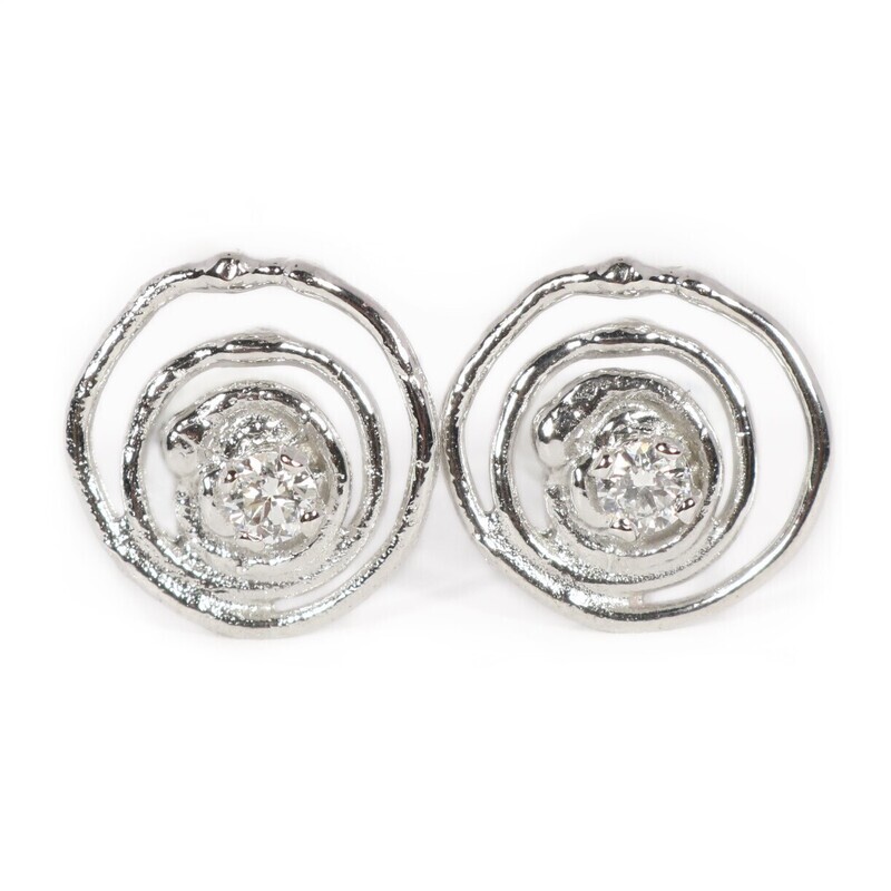 18ct White Gold Claw Set Diamond Montana Swirl Stud Earrings
