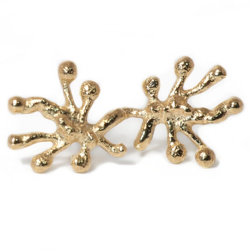 9ct Gold Coral Stud Earrings (15mm wide)