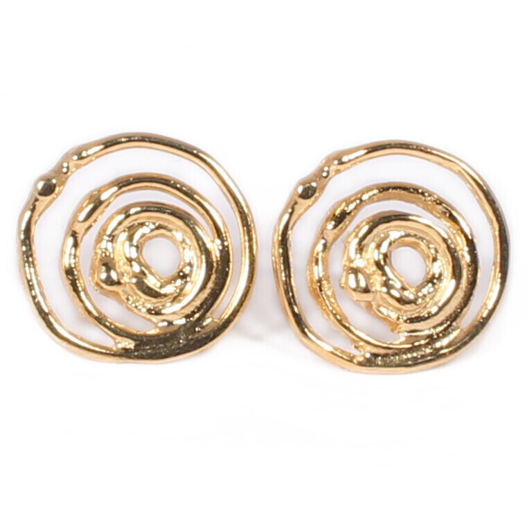 9ct Gold Montana Swirl Stud Earrings (13mm diameter)