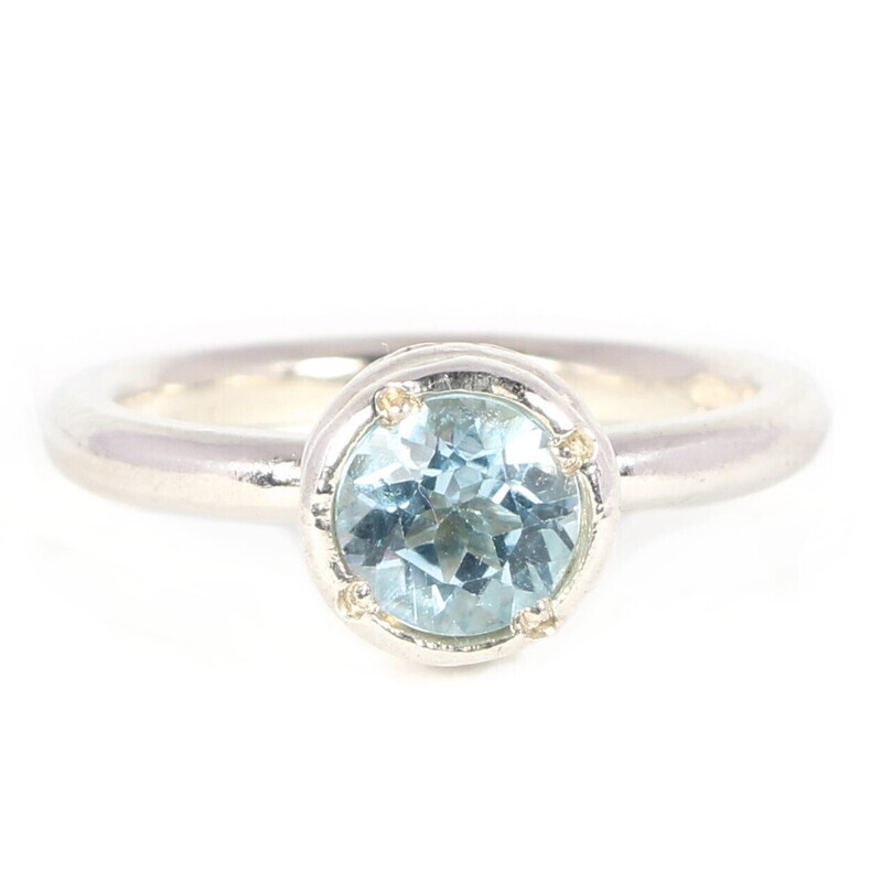 Silver 6mm Round Sky Blue Topaz Tutti Fruiti Ring