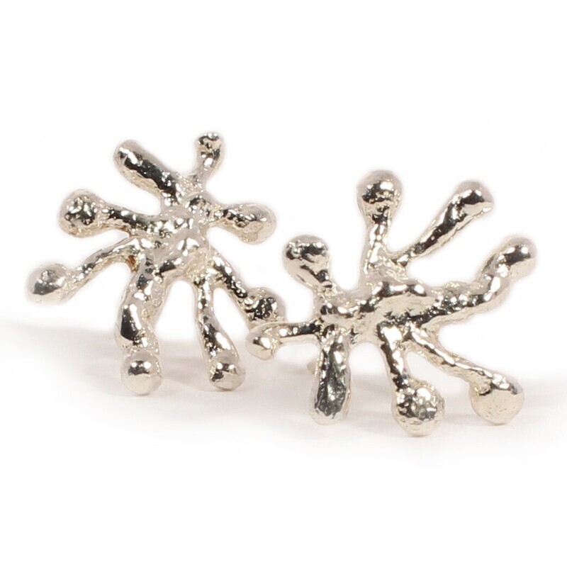 Silver Coral Stud Earrings (15mm wide)