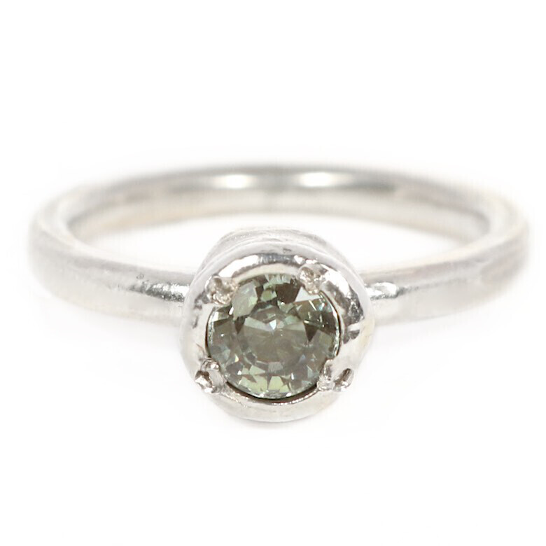 Silver Green Sapphire Tutti Fruiti Ring