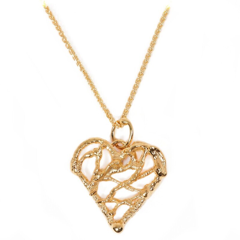 9ct Gold 20mm Birdsnest Heart Pendant