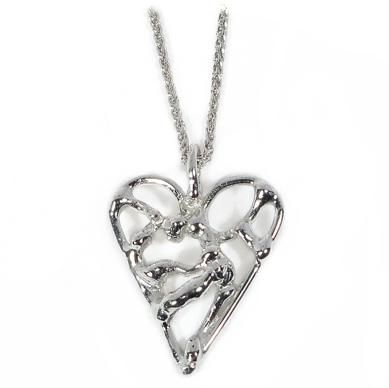 9ct White Gold Birdsnest Heart Pendant (19mm wide)