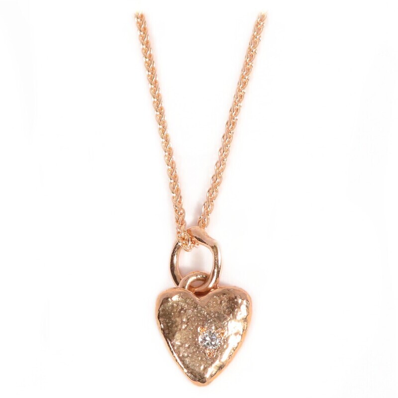9ct Rose Gold Diamond Baby Heart Pendant (10mm wide)