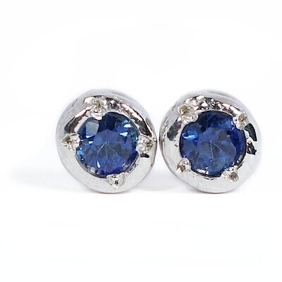 Platinum Blue Sapphire Cyclone 1 Stud Earrings