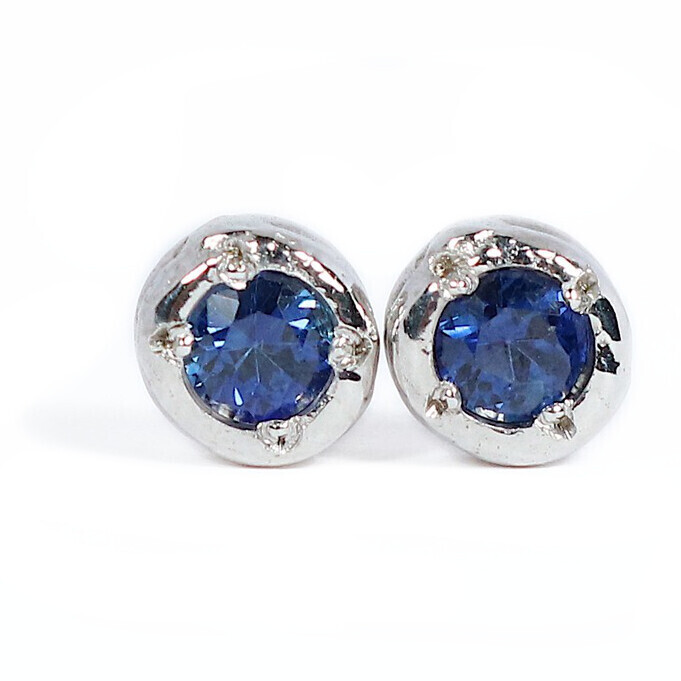 Platinum Blue Sapphire Cyclone 1 Stud Earrings