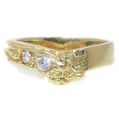 18ct Gold Diamond Lined Filigree Ring