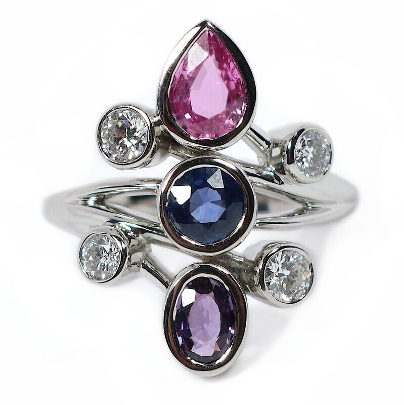 Platinum Sapphire &amp; Diamond Emilio Ring