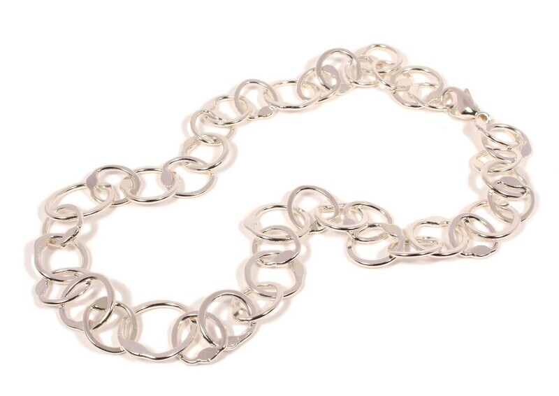 Silver Original Jane Watling Heavy Fused Chain 18" (Hammered)
