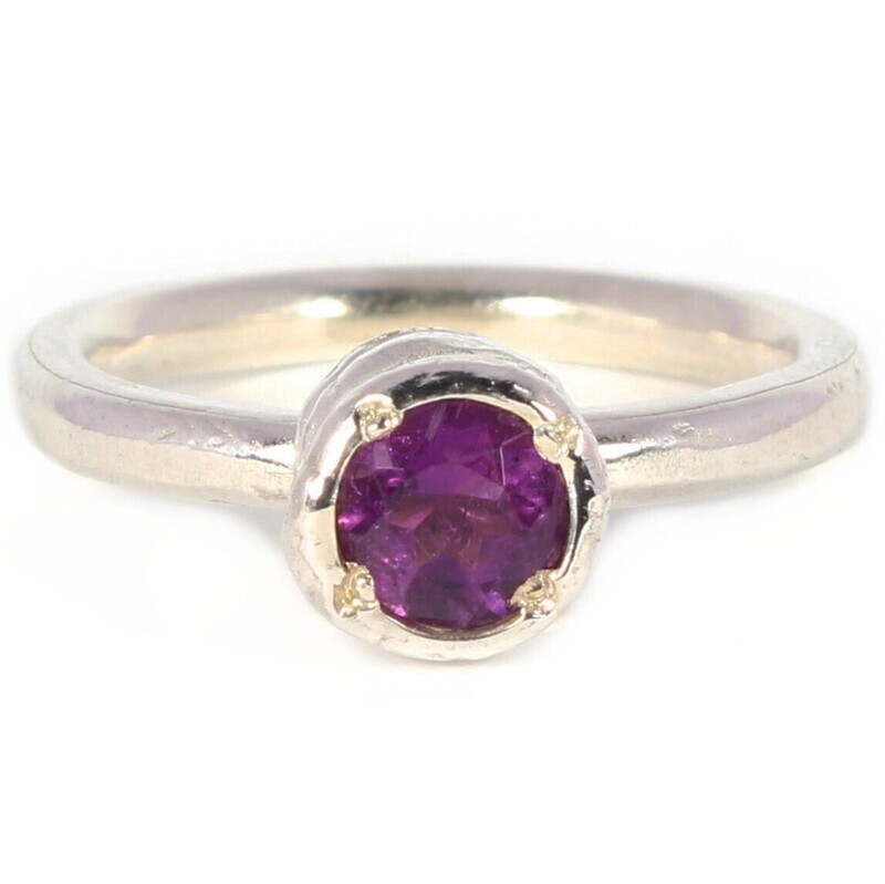 Silver 5mm Round Amethyst Tutti Fruiti Ring