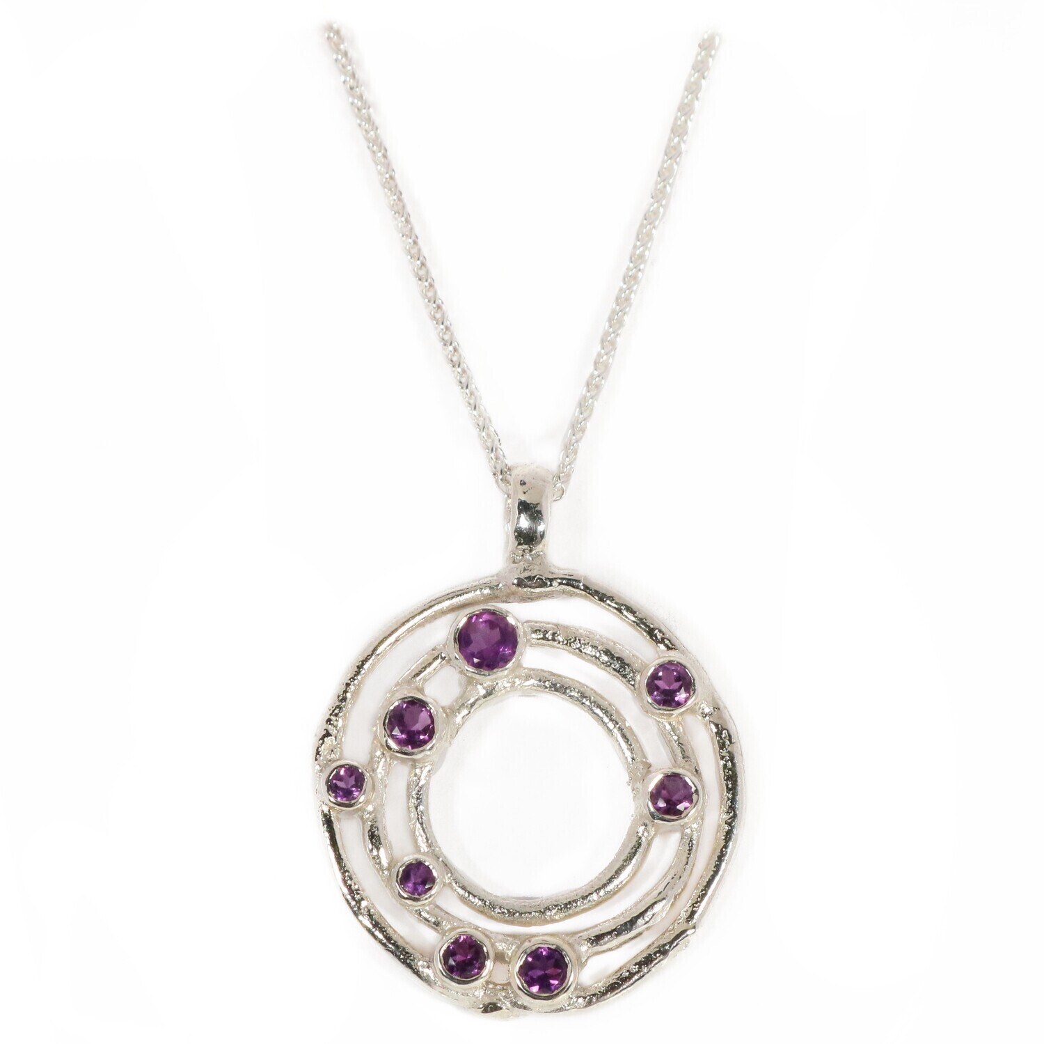 Silver Amethyst Cyclone 3 Pendant