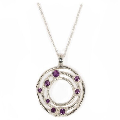 Silver Amethyst Cyclone 3 Pendant