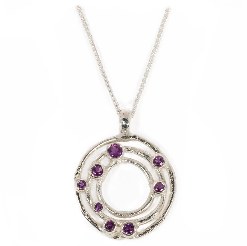 Silver Amethyst Cyclone 3 Pendant